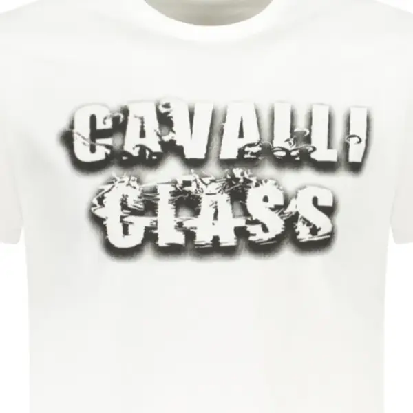 Cavalli Class - Ανδρική Μπλούζα T-Shirt Κοντομάνικη Regular Fit TXT61CJD060-00533 Λευκό TXT61CJD060-00533