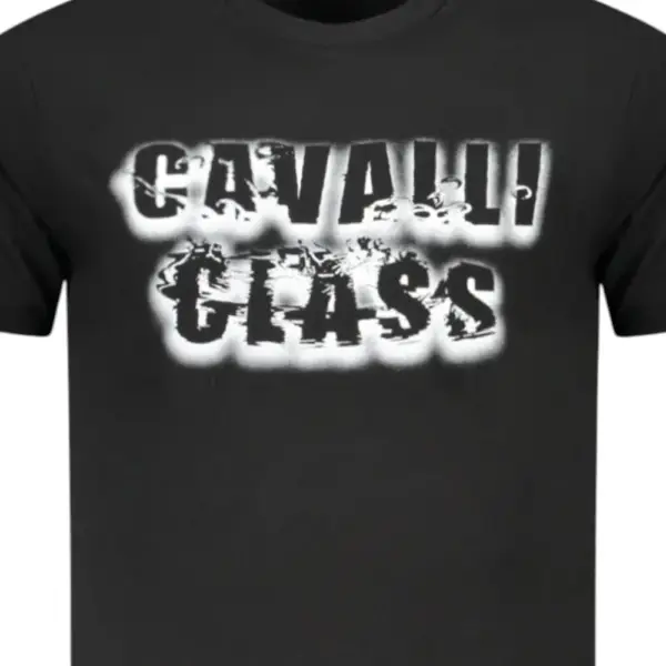 Cavalli Class - Ανδρική Μπλούζα T-Shirt Κοντομάνικη Regular Fit TXT61CJD060-05051 Μαύρο TXT61CJD060-05051