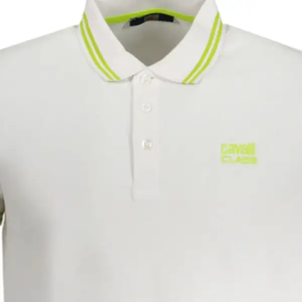 Cavalli Class - Ανδρική Μπλούζα Κοντομάνικη Polo Πικέ QXT64YKB002-00053 Λευκό QXT64YKB002-00053