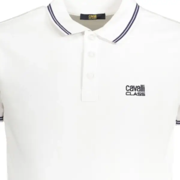 Cavalli Class - Ανδρική Μπλούζα Κοντομάνικη Polo Πικέ QXT64YKB002-00533 Λευκό QXT64YKB002-00533