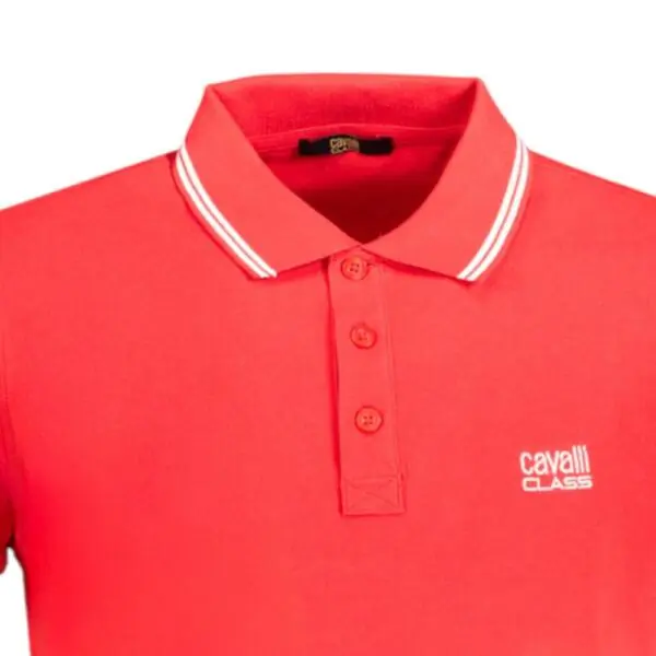 Cavalli Class - Ανδρική Μπλούζα Κοντομάνικη Polo Πικέ QXT64YKB002-00050 Κόκκινο QXT64YKB002-00050