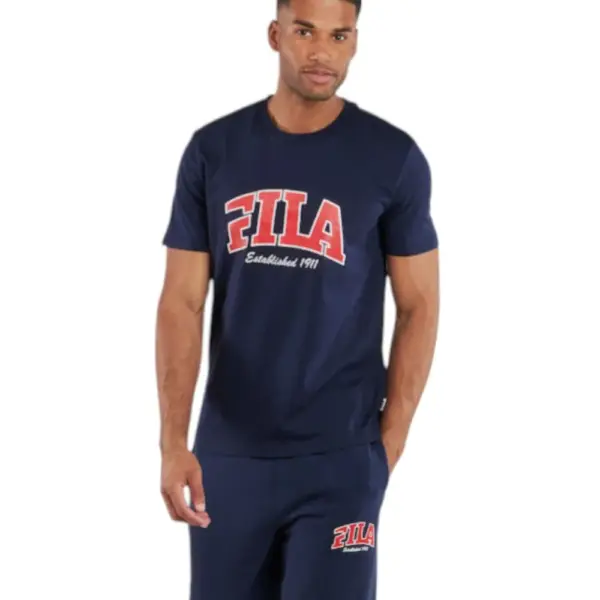 Fila - Ανδρικό T-shirt Lanaken Regular Fit FAM0882-50004 Μπλε Σκούρο