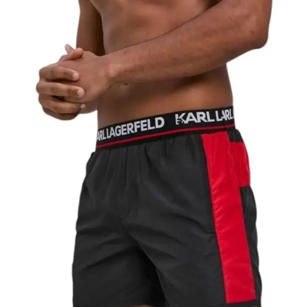 Karl Lagerfeld - Ανδρικό Μαγιό Σορτς με Ρίγες KL21MBS04-BLACK Μαύρο