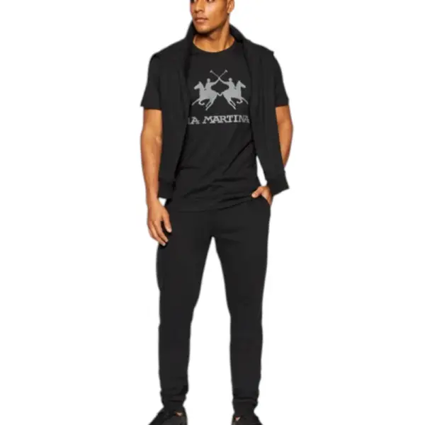 La Martina - Ανδρικό T-Shirt Slim Fit XMR005-JS206-09999 Μαύρο XMR005-JS206-09999