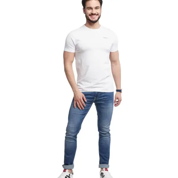 Pepe Jeans - Ανδρικό T-shirt Original Basic 3 N Slim Fit PM508212-800 Λευκό PM508212-800