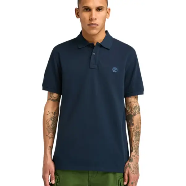 Timberland - Ανδρικό T-shirt Polo με Λογότυπο TB0A6VDP-433 Μπλε σκούρο