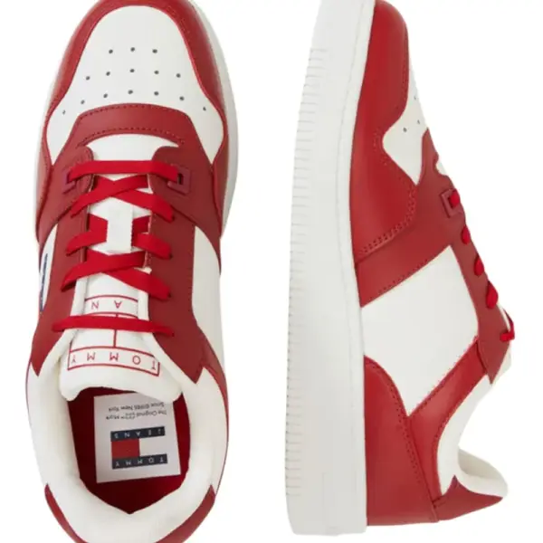 Tommy Hilfiger - Ανδρικά Δερμάτινα Sneakers Tjm Retro Basket Ess EM0EM01395-XLD Κόκκινο EM0EM01395-XLD
