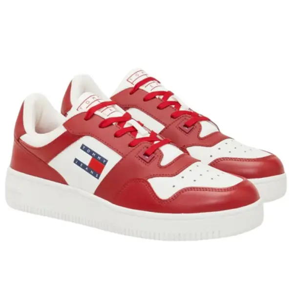 Tommy Hilfiger - Ανδρικά Δερμάτινα Sneakers Tjm Retro Basket Ess EM0EM01395-XLD Κόκκινο EM0EM01395-XLD