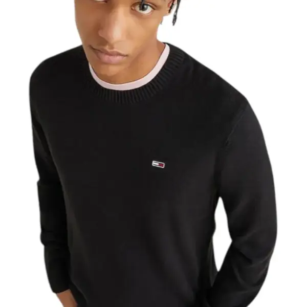 Tommy Hilfiger - Ανδρικό Πουλόβερ Essential Slim Fit DM0DM18370-BDS Μαύρο DM0DM18370-BDS