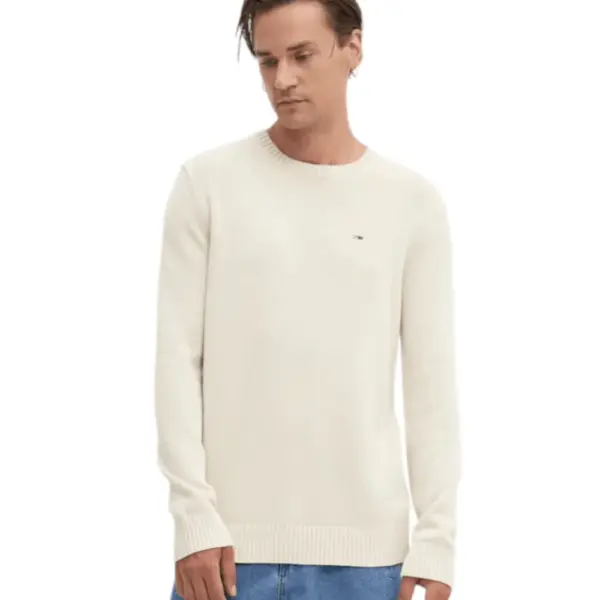 Tommy Hilfiger - Ανδρικό Πουλόβερ Essential Slim Fit DM0DM18370-YBH Εκρού