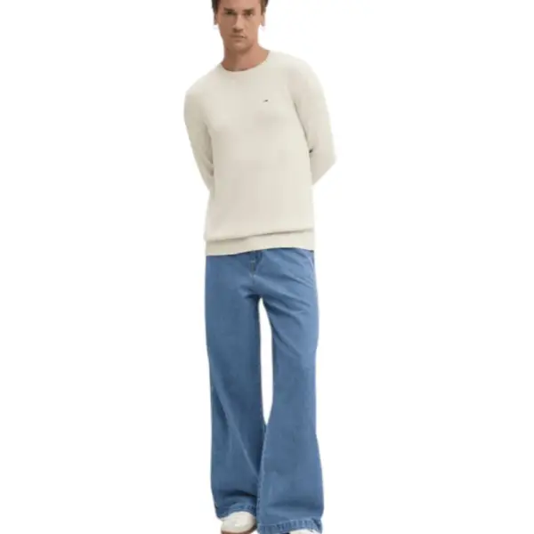 Tommy Hilfiger - Ανδρικό Πουλόβερ Essential Slim Fit DM0DM18370-YBH Εκρού DM0DM18370-YBH