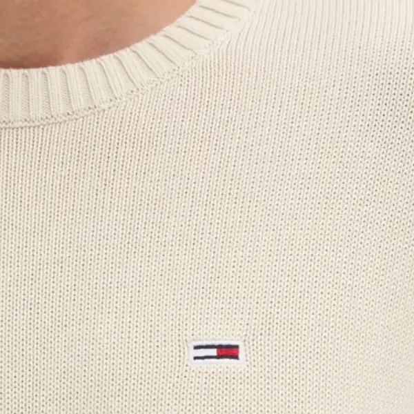 Tommy Hilfiger - Ανδρικό Πουλόβερ Essential Slim Fit DM0DM18370-YBH Εκρού DM0DM18370-YBH