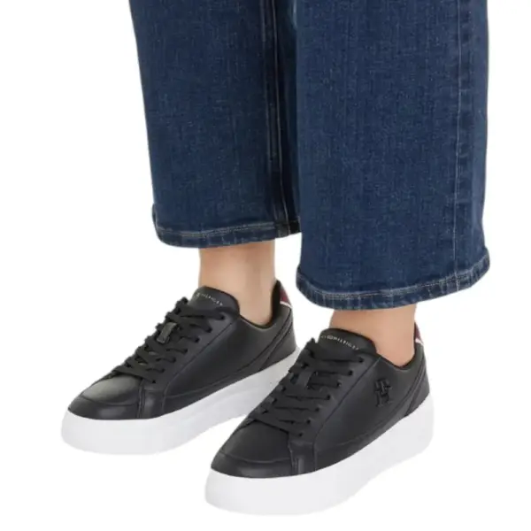 Tommy Hilfiger - Γυναικεία Sneaker Th Elevated Court FW0FW07568-BDS Μαύρο FW0FW07568-BDS