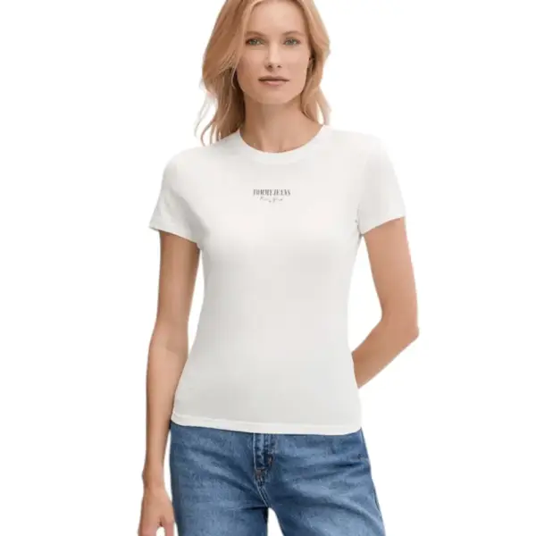Tommy Hilfiger - Γυναικείο T-shirt Essential Logo2 Slim Fit DW0DW20913-YBL Λευκό