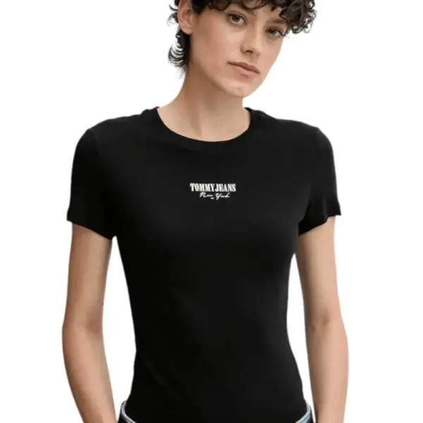 Tommy Hilfiger - Γυναικείο T-shirt Essential Logo2 Slim Fit DW0DW20913-BDS Μαύρο DW0DW20913-BDS