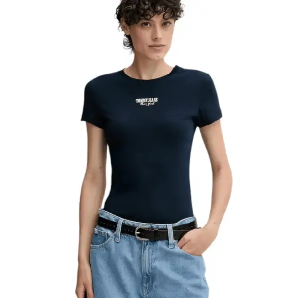 Tommy Hilfiger - Γυναικείο T-shirt Essential Logo2 Slim Fit DW0DW20913-C1G Μπλε Σκούρο