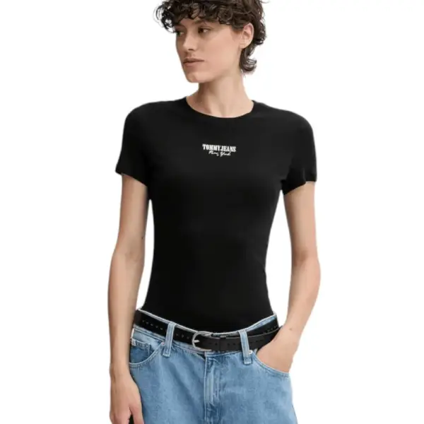 Tommy Hilfiger - Γυναικείο T-shirt Essential Logo2 Slim Fit DW0DW20913-BDS Μαύρο