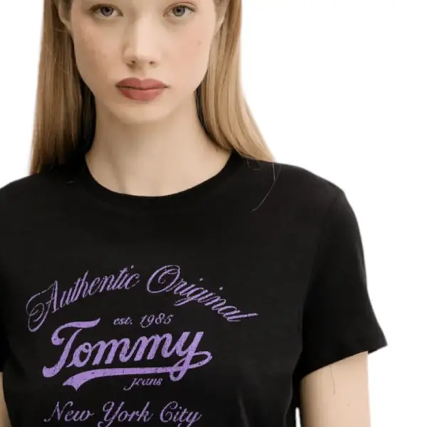 Tommy Hilfiger - Γυναικείο T-shirt Essential Regular Fit DW0DW21404-BDS Μαύρο DW0DW21404-BDS