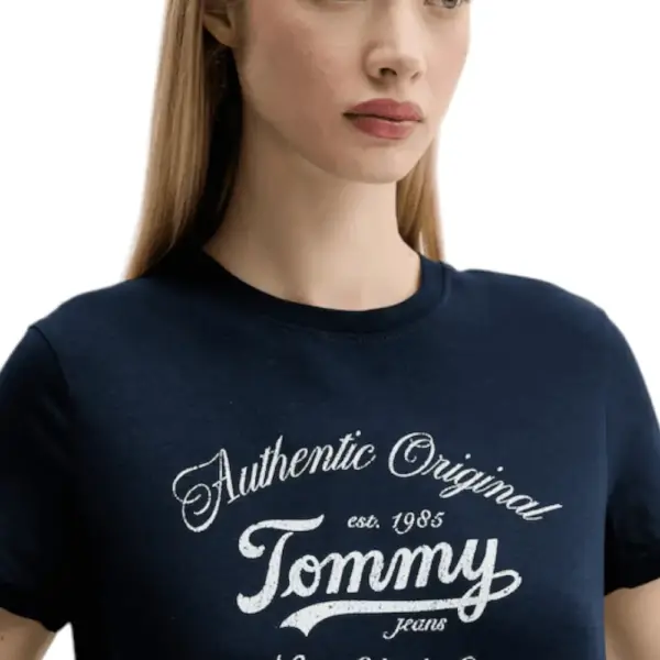 Tommy Hilfiger - Γυναικείο T-shirt Essential Regular Fit DW0DW21404-C1G Μπλε Σκούρο DW0DW21404-C1G