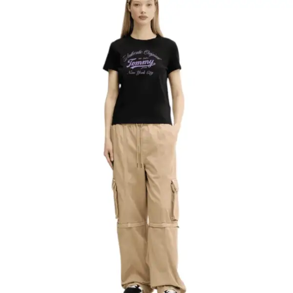 Tommy Hilfiger - Γυναικείο T-shirt Essential Regular Fit DW0DW21404-BDS Μαύρο DW0DW21404-BDS