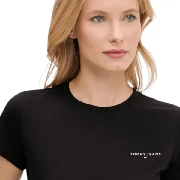 Tommy Hilfiger - Γυναικείο T-shirt Linear Slim Fit DW0DW21164-BDS Μαύρο DW0DW21164-BDS