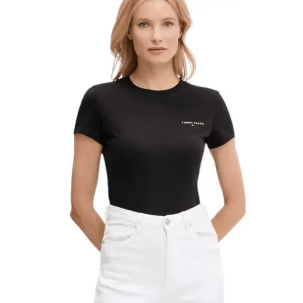 Tommy Hilfiger - Γυναικείο T-shirt Linear Slim Fit DW0DW21164-BDS Μαύρο