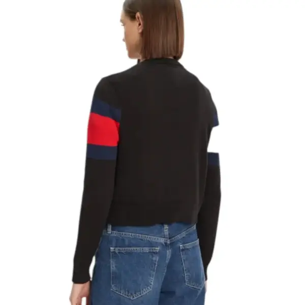 Tommy Hilfiger - Γυναικείο Μακρυμάνικο Πουλόβερ Center Flag Regular Fit DW0DW19335-BDS Μαύρο DW0DW19335-BDS