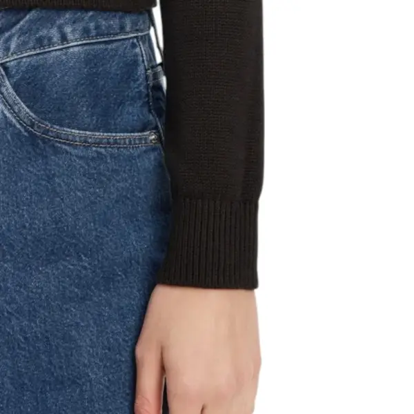 Tommy Hilfiger - Γυναικείο Μακρυμάνικο Πουλόβερ Center Flag Regular Fit DW0DW19335-BDS Μαύρο DW0DW19335-BDS