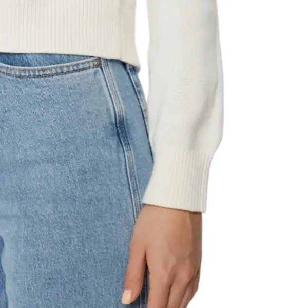 Tommy Hilfiger - Γυναικείο Μακρυμάνικο Πουλόβερ Center Flag Regular Fit DW0DW19335-YBH Λευκό DW0DW19335-YBH