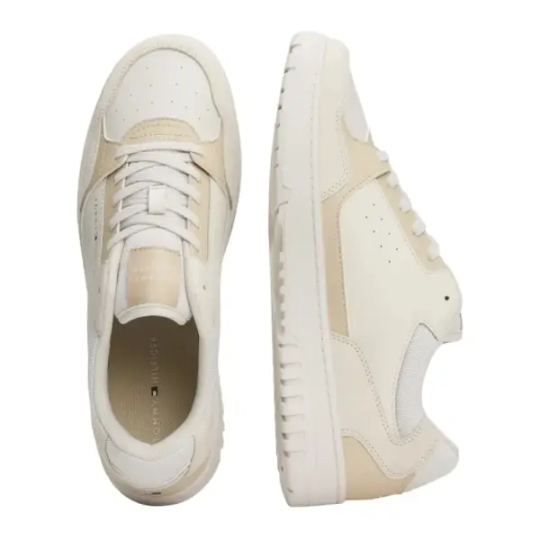 Tommy Hilfiger – Ανδρικά Δερμάτινα Sneakers Th Basket Core Lth Mix Ess FM0FM05058-PQT Γκρι FM0FM05058-PQT