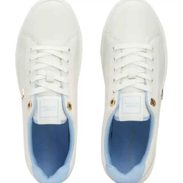 Tommy Hilfiger – Δερμάτινα Γυναικεία Sneakers FW0FW07999-0F6 Εκρού Μπλε FW0FW07999-0F6