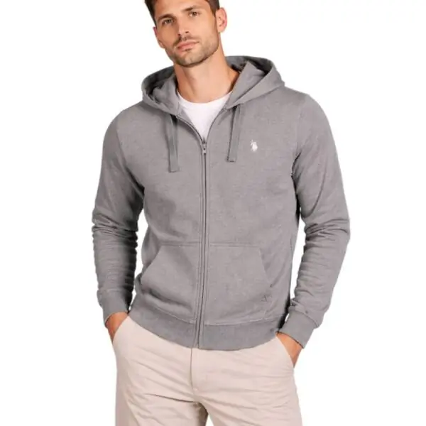 U.S. Polo Assn. - Ανδρική Φούτερ Ζακέτα με Κουκούλα και Τσέπες 63025-53223-189 Γκρι