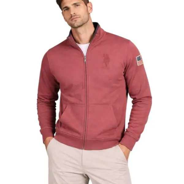 U.S. Polo Assn. - Ανδρική Φούτερ Ζακέτα με Τσέπες 63032-53223-359 Μπορντό