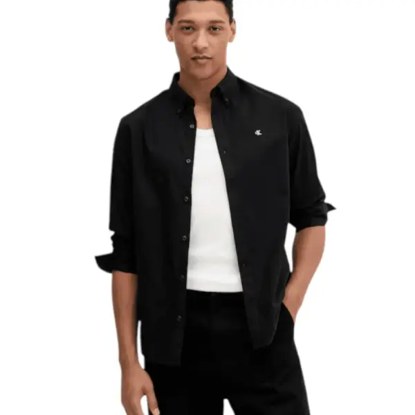 Calvin Klein Jeans - Ανδρικό Πουκάμισο Μακρυμάνικo Solid Oxford Classic Fit LV140EM125-UB1 Μαύρο