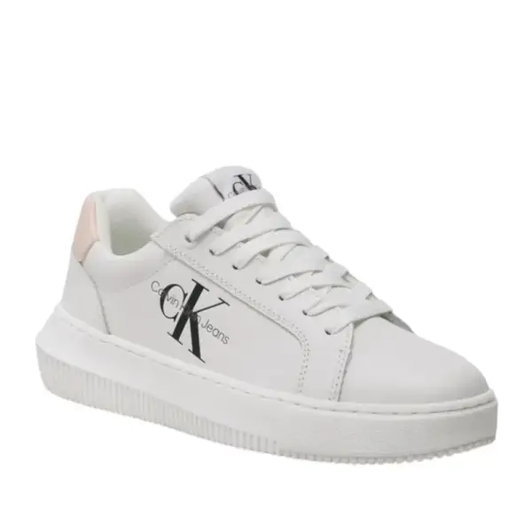 Calvin Klein - Γυναικεία Δερμάτινα Sneakers Chunky Cupsole Mono Wn YW0YW00823-02T Λευκό YW0YW00823-02T