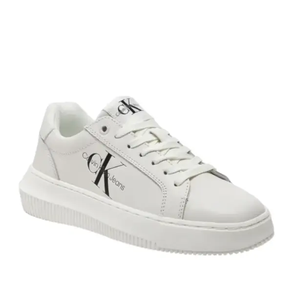 Calvin Klein - Γυναικεία Δερμάτινα Sneakers Chunky Cupsole Mono Wn YW0YW00823-YBR Λευκό YW0YW00823-YBR