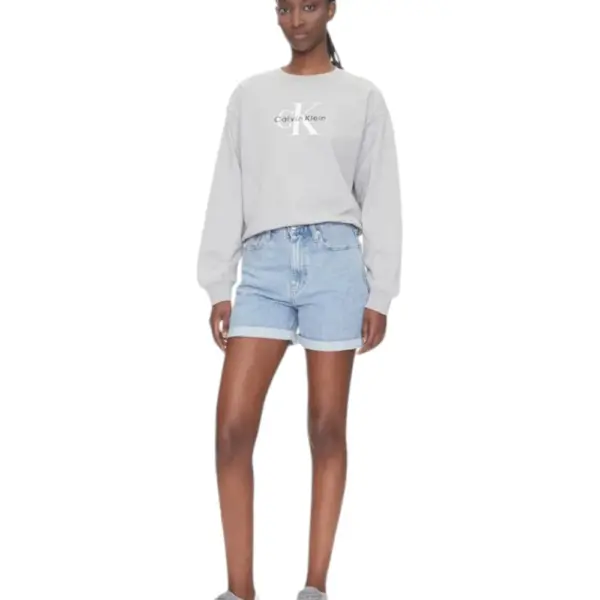 Calvin Klein - Γυναικείο Φούτερ Monologo Relaxed Fit LV047B234G-P79 Γκρι LV047B234G-P79