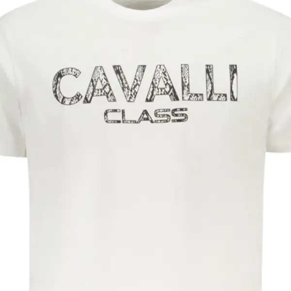 Cavalli Class - Ανδρική Μπλούζα T-Shirt Κοντομάνικη Regular Fit TXT61GJD060-00533 Λευκό TXT61GJD060-00533