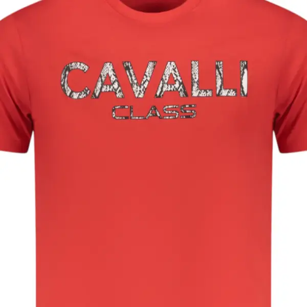 Cavalli Class - Ανδρική Μπλούζα T-Shirt Κοντομάνικη Regular Fit TXT61GJD060-02000 Κόκκινο TXT61GJD060-02000