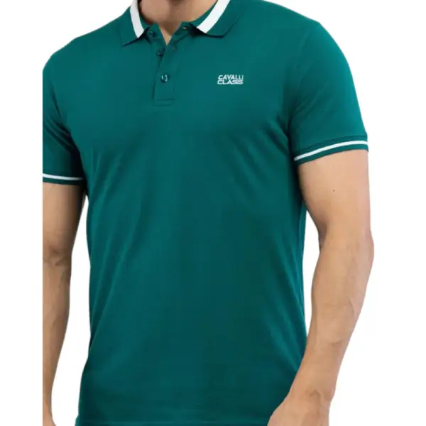Cavalli Class - Ανδρική Μπλούζα Κοντομάνικη Polo Πικέ TXT64RKB002-04038 Πράσινο TXT64RKB002-04038