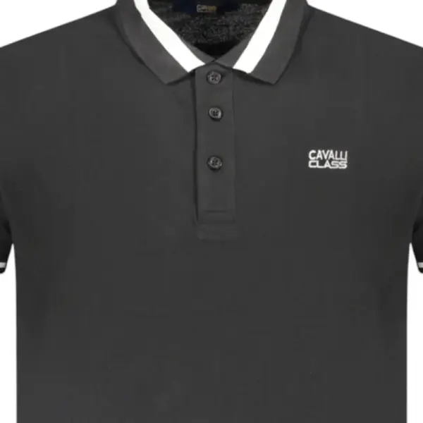 Cavalli Class - Ανδρική Μπλούζα Κοντομάνικη Polo Πικέ TXT64RKB002-05051 Μαύρο TXT64RKB002-05051