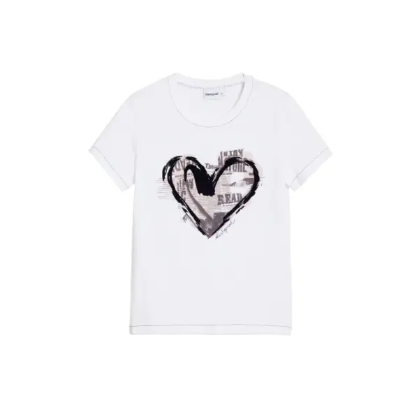 Desigual - Γυναικεία Μπλούζα Letter Core Regular Fit 25WWTK04-1000 Λευκό 25WWTK04-1000