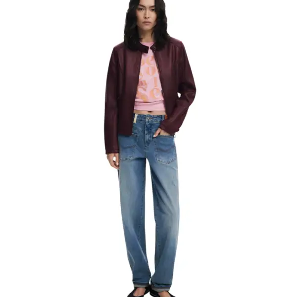 Desigual - Γυναικείο Δερμάτινο Μπουφάν Chaq_Basic Basic Fit 25WWEW43-3006 Μπορντό 25WWEW43-3006