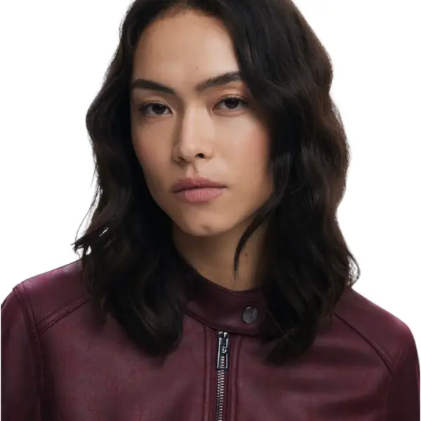 Desigual - Γυναικείο Δερμάτινο Μπουφάν Chaq_Basic Basic Fit 25WWEW43-3006 Μπορντό 25WWEW43-3006