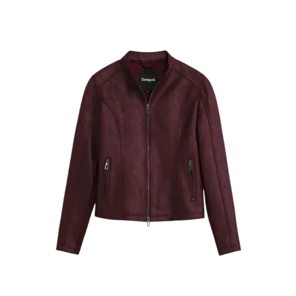 Desigual - Γυναικείο Δερμάτινο Μπουφάν Chaq_Basic Basic Fit 25WWEW43-3006 Μπορντό 25WWEW43-3006