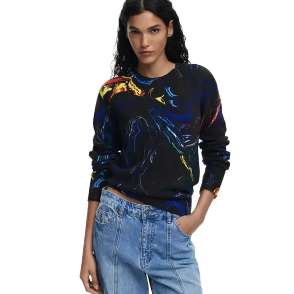 Desigual - Γυναικείο Πουλόβερ Butterfly Lacroix 25WWJF05-2000 Μαύρο