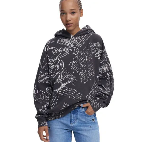 Desigual - Γυναικείο Φούτερ Letters Mickey 25WWSK03-2000 Μαύρο