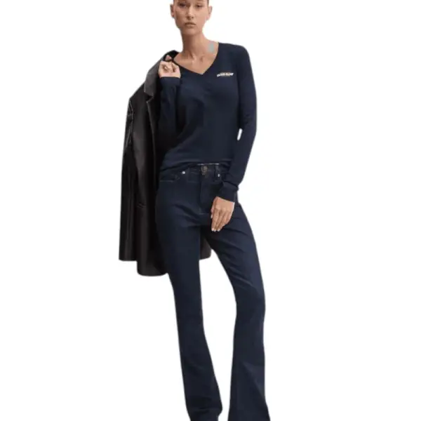 Guess - Γυναικείο T-Shirt Μακρυμάνικο Slim Mini American Tradition W4YI21J1314-A71W Μπλε Σκούρο W4YI21J1314-A71W