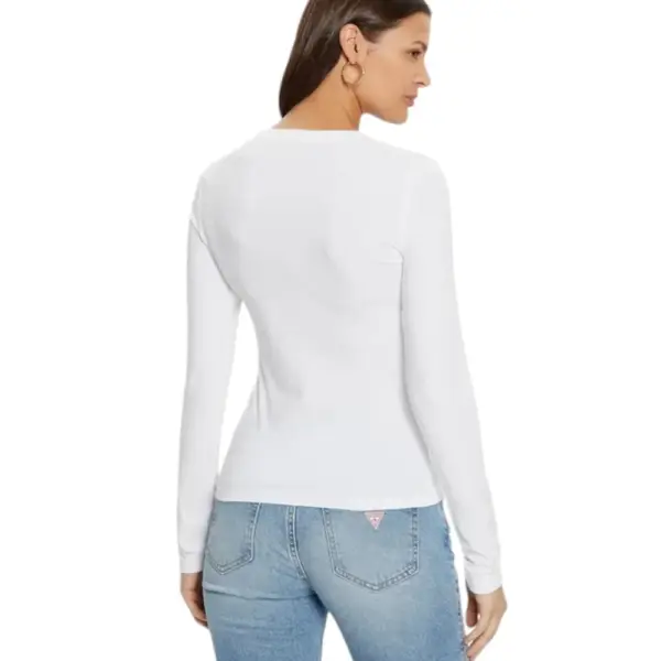 Guess - Γυναικείο T-Shirt Μακρυμάνικο Slim Mini American Tradition W4YI21J1314-G011 Λευκό W4YI21J1314-G011