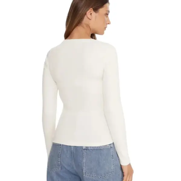 Guess - Γυναικείο Μακρυμάνικο T-Shirt Slim Fit W5BP01KA0H1-G053 Εκρού W5BP01KA0H1-G053